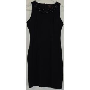 L'wren Scott Banana Republic Black Ponte Knit Dress With Beaded Neck Size 2
